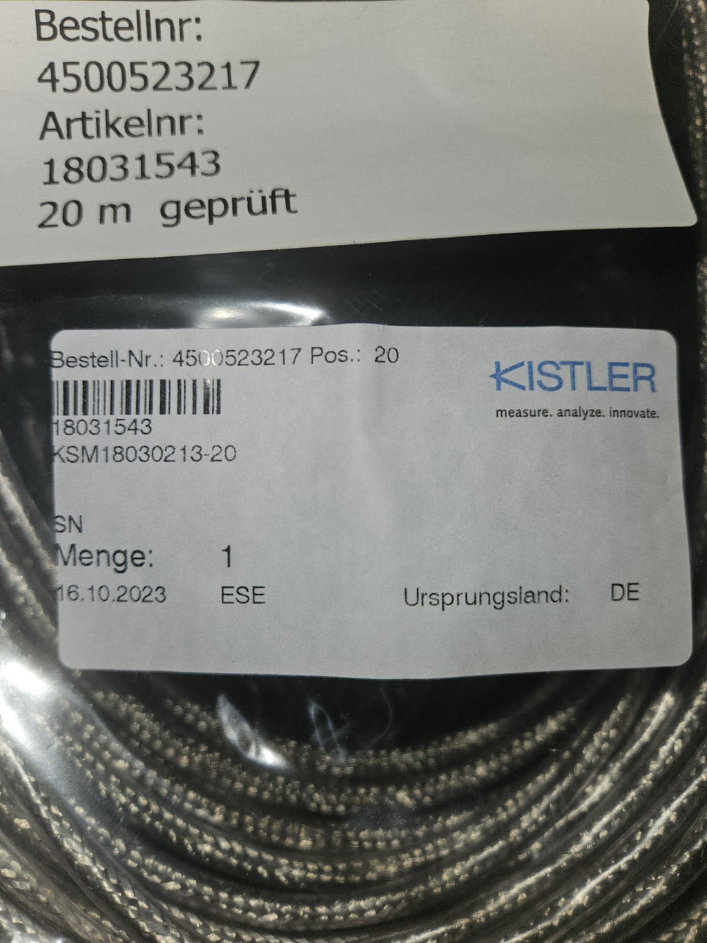 20m Kistler 18031543KSM18030213-20 Kabel Datenleitung Datenkabel Neu/ovp, NEW