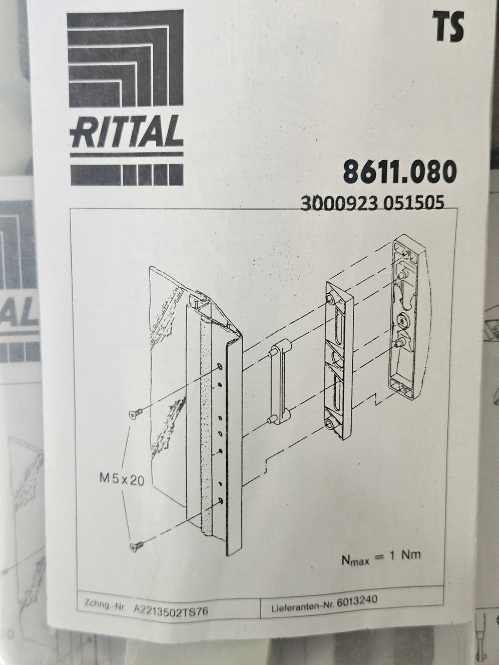 Rittal Schaltschrank Zubehör TS8611.080, 3000923 051505