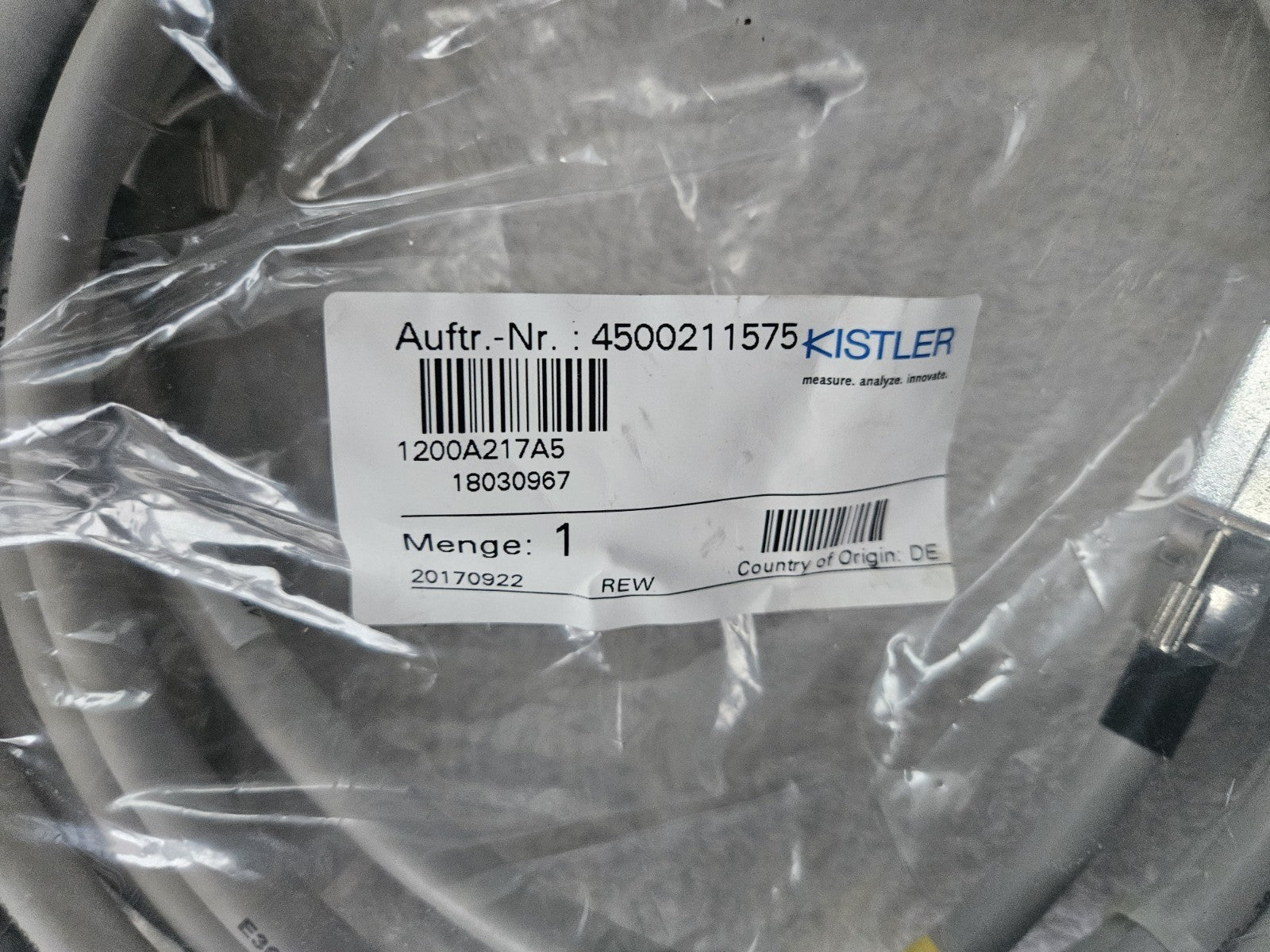 Kistler 1200A217A5 Sensorcable,verbindungskabel SENSOR Neu/ovp,New Krauss Maffei