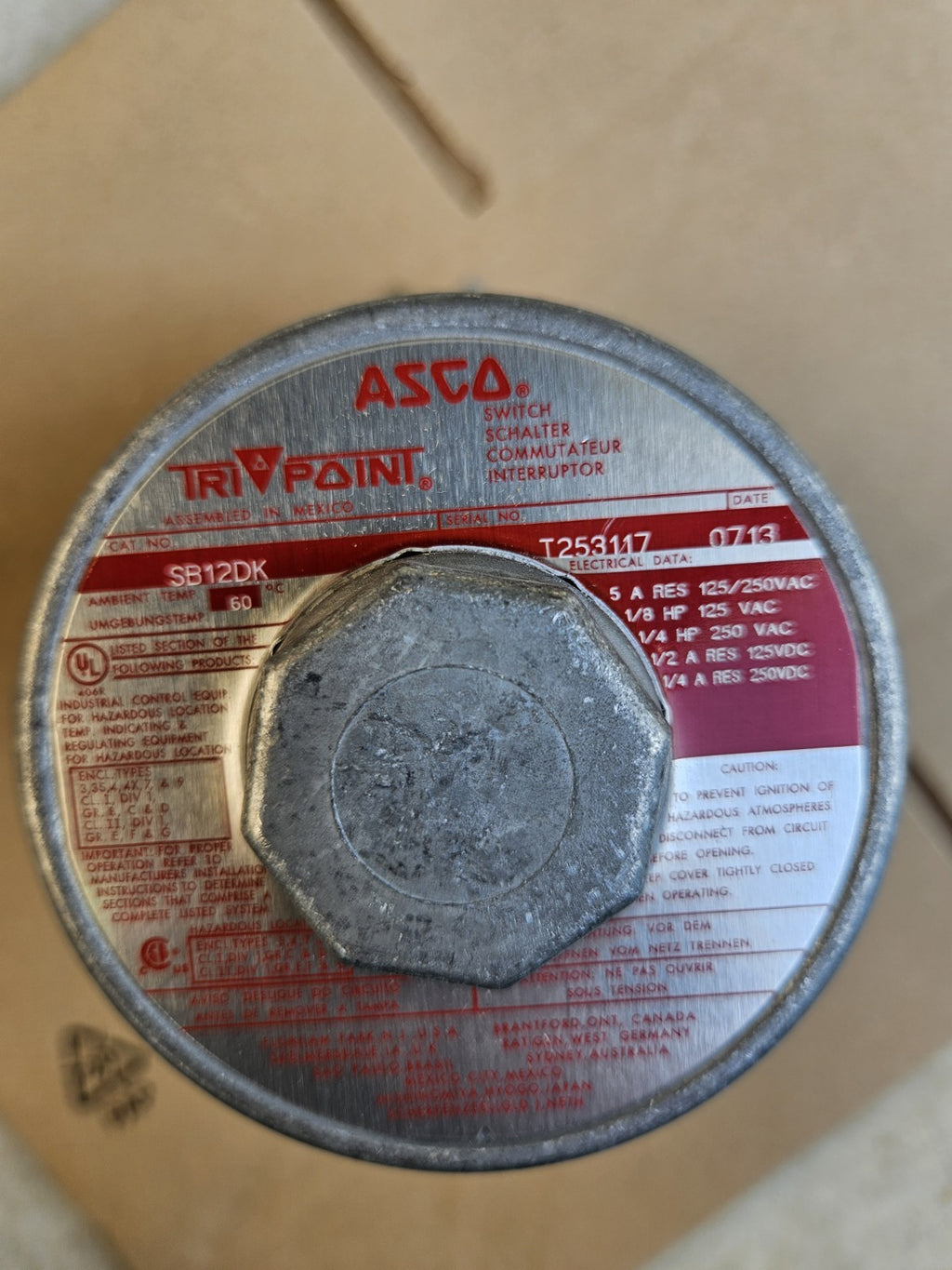 ASCO SB12DK, TRIPONT T253117 EXPLOSION PROOF PRESSURE SWITCH 125/250V new Neu
