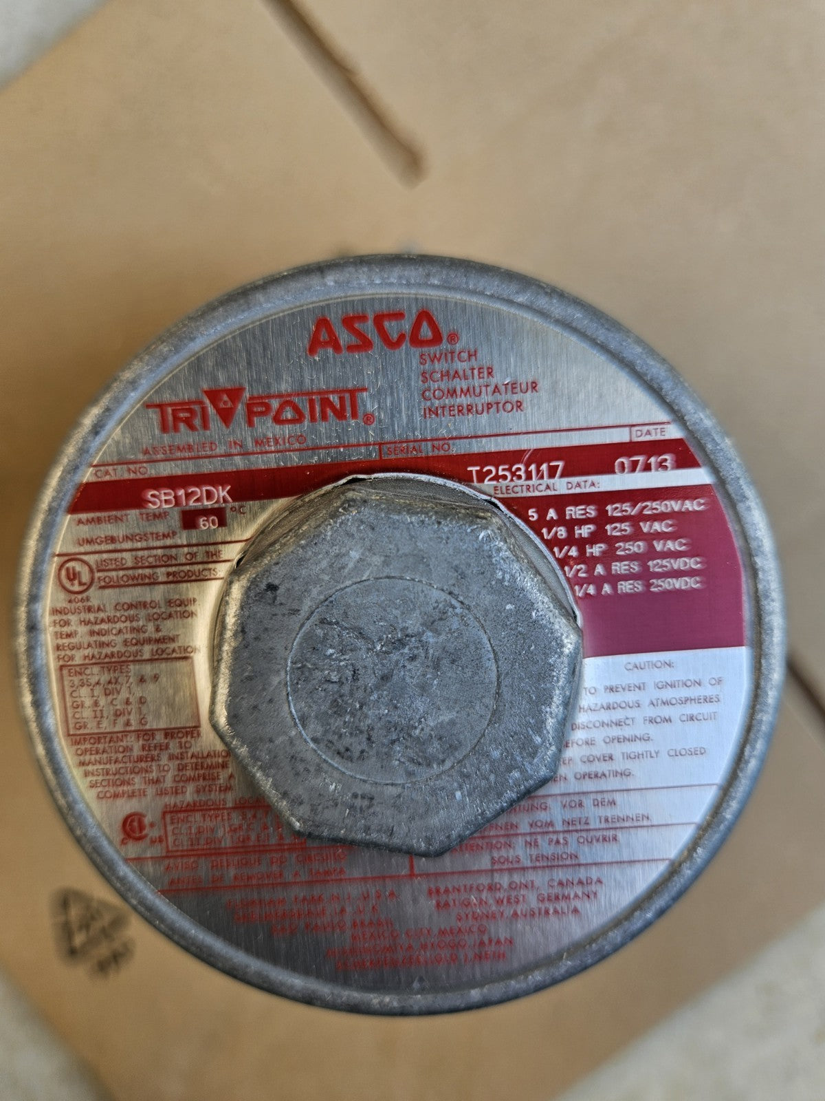 ASCO SB12DK, TRIPONT T253117 EXPLOSION PROOF PRESSURE SWITCH 125/250V new Neu
