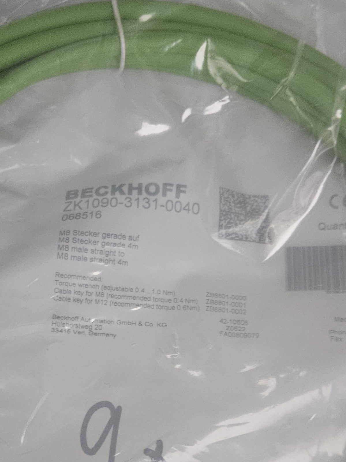 Beckhoff ZK1090-3131-0040, 068516 EtherCAT-Leitung 4m / Neu OVP, New Unused