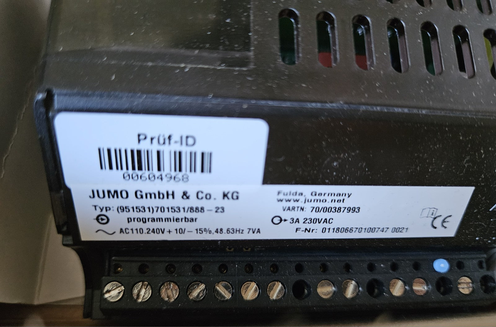 JUMO di 08 Prüf-ID 00604968,   701531/888-23,  70/00387993,AC 110.240V New Neu