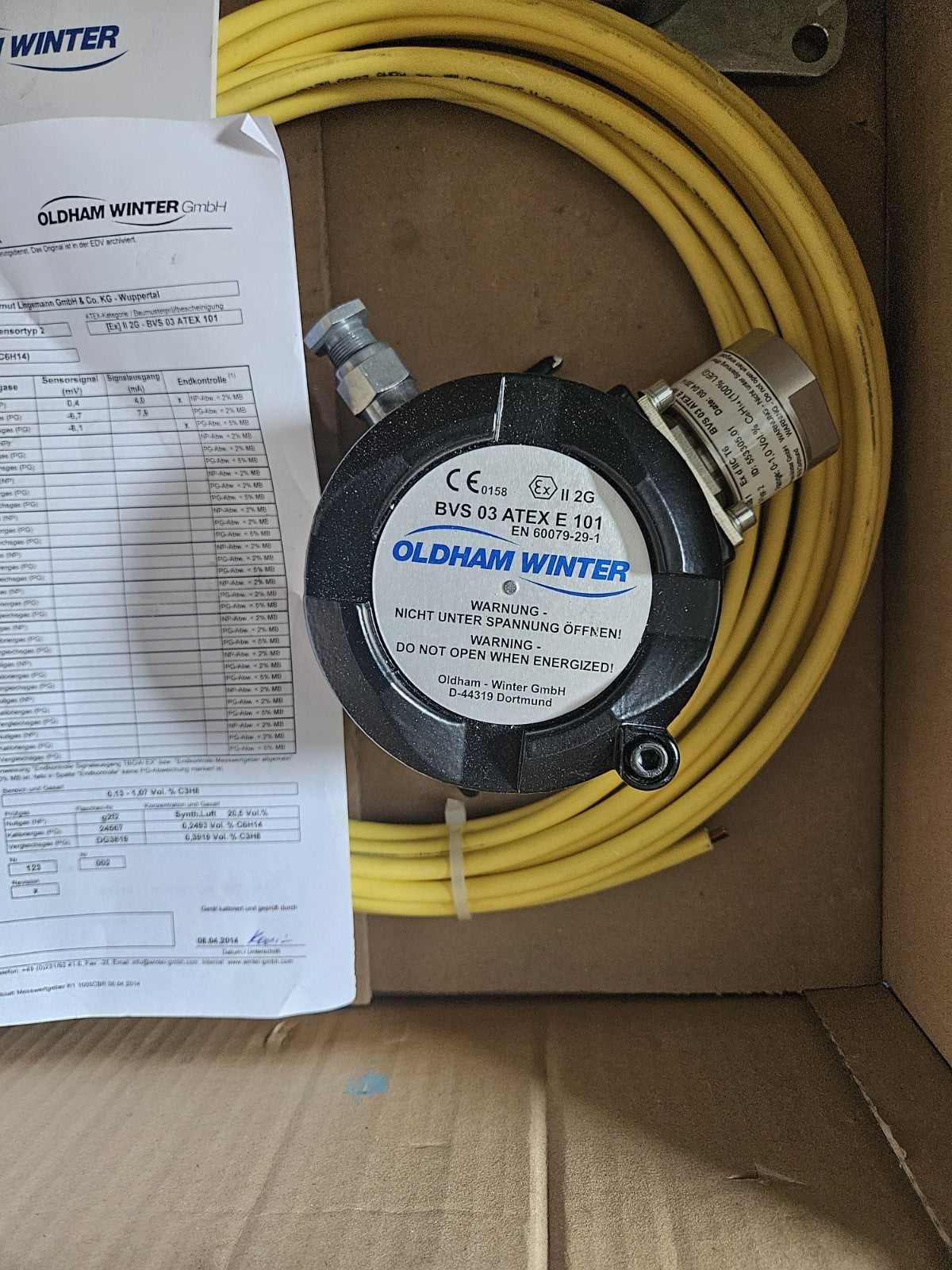 OLDHAM WINTER TBWG-EX Typ 2, ATEX E 101EN 60079-29-1, Sensor, neu/ovp New Unused