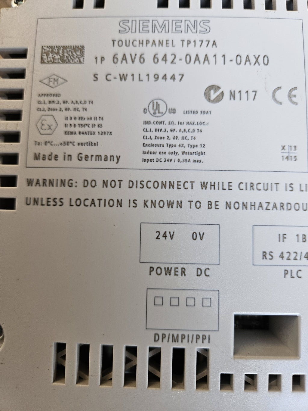 SIEMENS Touch PANEL SIMATIC TP 177A 6AV6642-0AA11-0AX0 aus Versuchsaufbau/Labor