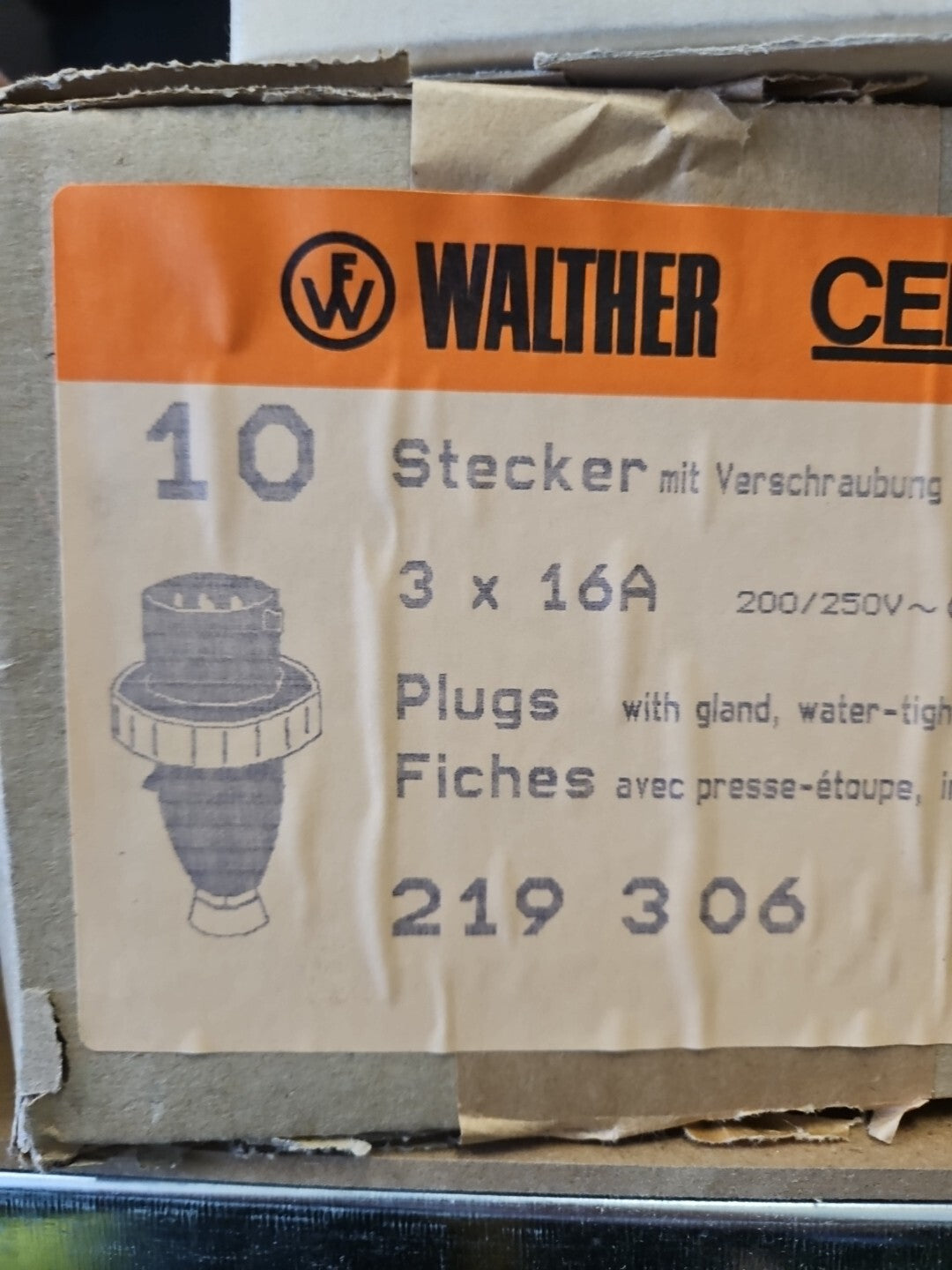 10 x Walther Werke Stecker 16A 219306 IP67 Stecker Kunststoff Stecker, Neu/ovp