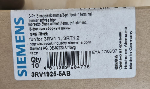 10 x Siemens 3-Phasen-Einspeiseklemme Terminal Clamps  3RV1925-5AB  Neu/ovp New