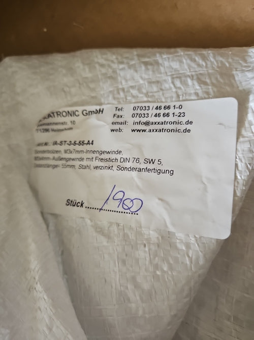 100 x AxxatronicAbstandsbolzen, Distanzbolzen, Abstandshalter, M3x7mm,55mm Neu!