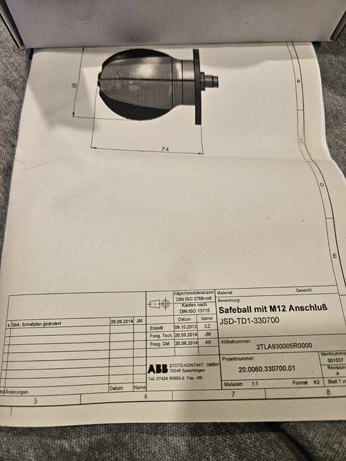 ABB Safeball JSD-TD1-330700 Zustimmschalter 2TLA930005R0000 Safeball New In Box