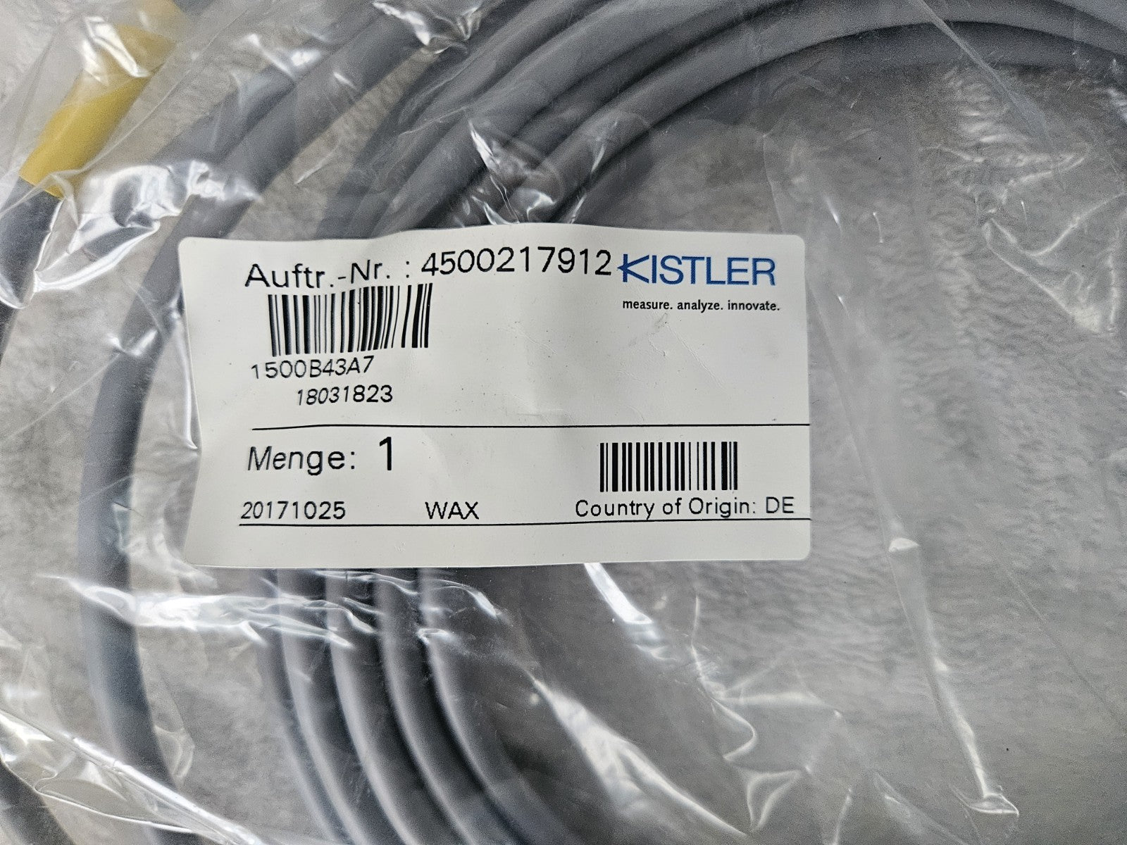 Kistler 1500B42A7 Sensorcable,verbindungskabel SENSOR Neu/ovp,Krauss Maffei New