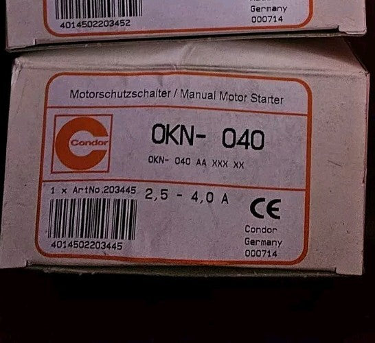 1 x Condor Motorschutzschalter OKN 040 | 203445 OKN-040 AA | 2,5-4,0A Neu/Ovp