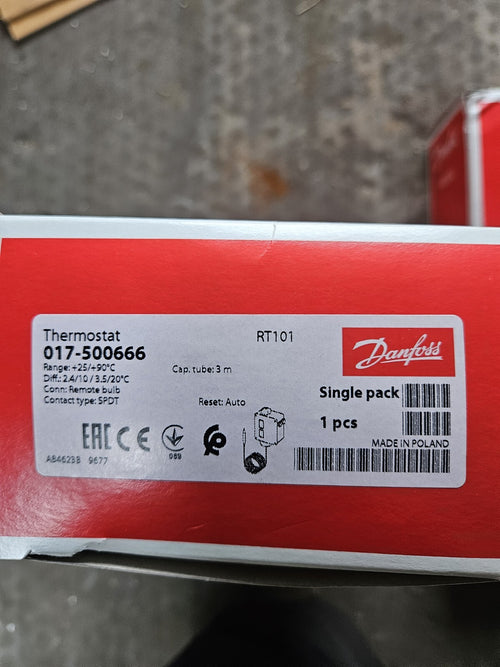 017-500666 Danfoss Temperature Switches,RT101 +25/+90C,017500666 New In Box, Neu