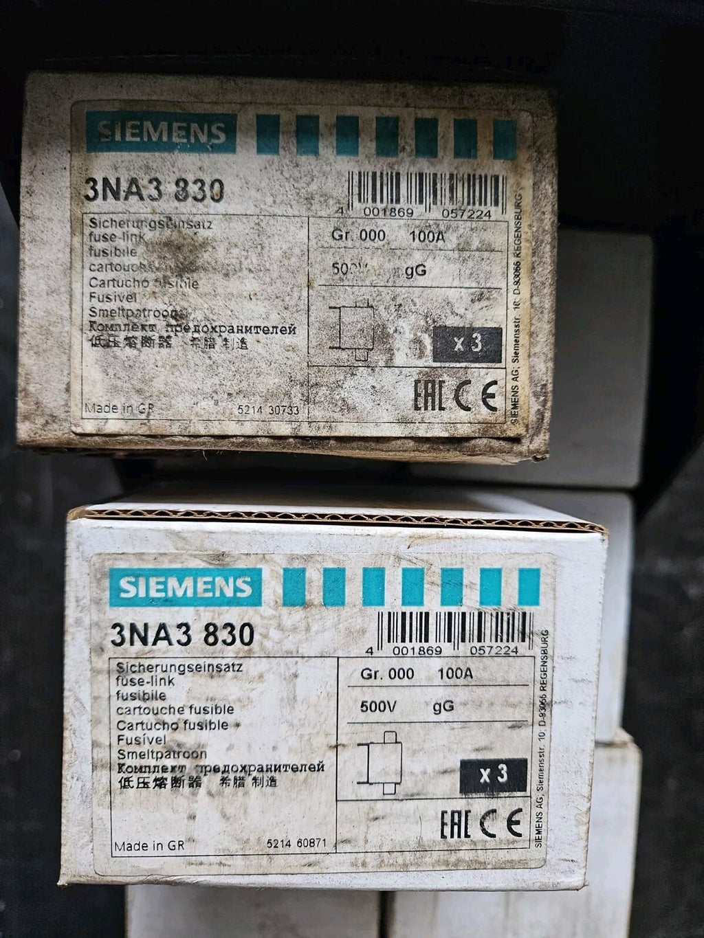 Siemens NH-Sicherungseinsatz mit Stirnkennmelder 100A 3NA3830 Neu/ovp, New Box