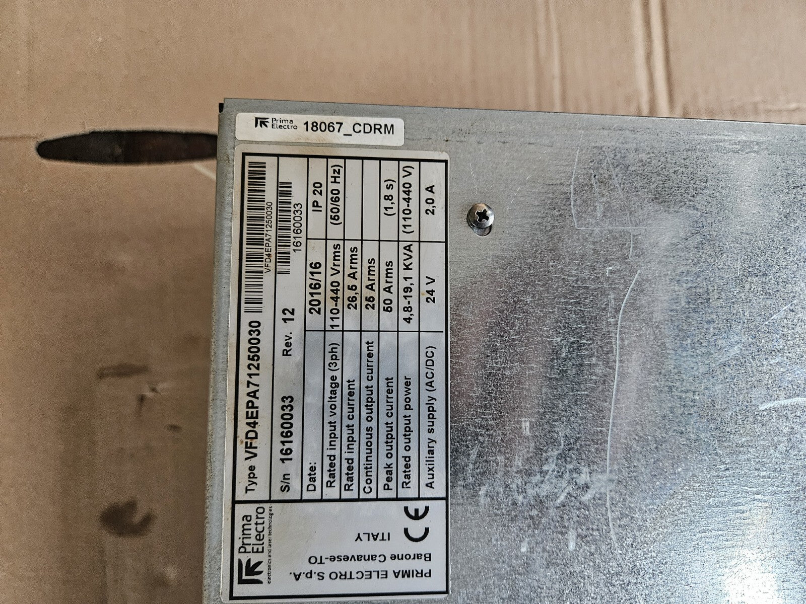 PRIMA ELECTRO VFD510 VFD4EPA71250030, Refurbished, Worldwide Shipping, Like New