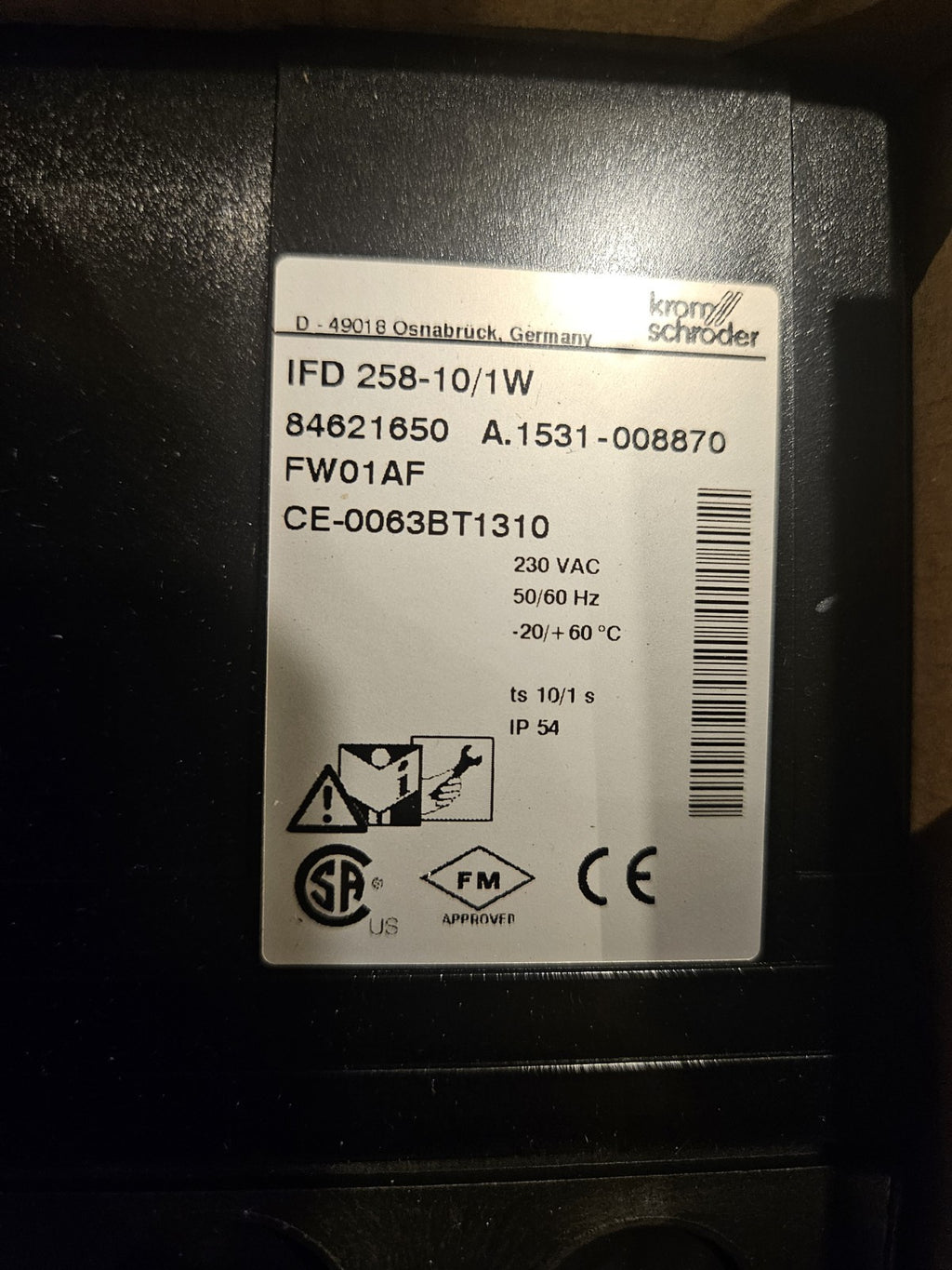 Kromschröder IFD 258-10/1W Automatic Burner Control 230VAC 50/60Hz NEU/OVP new