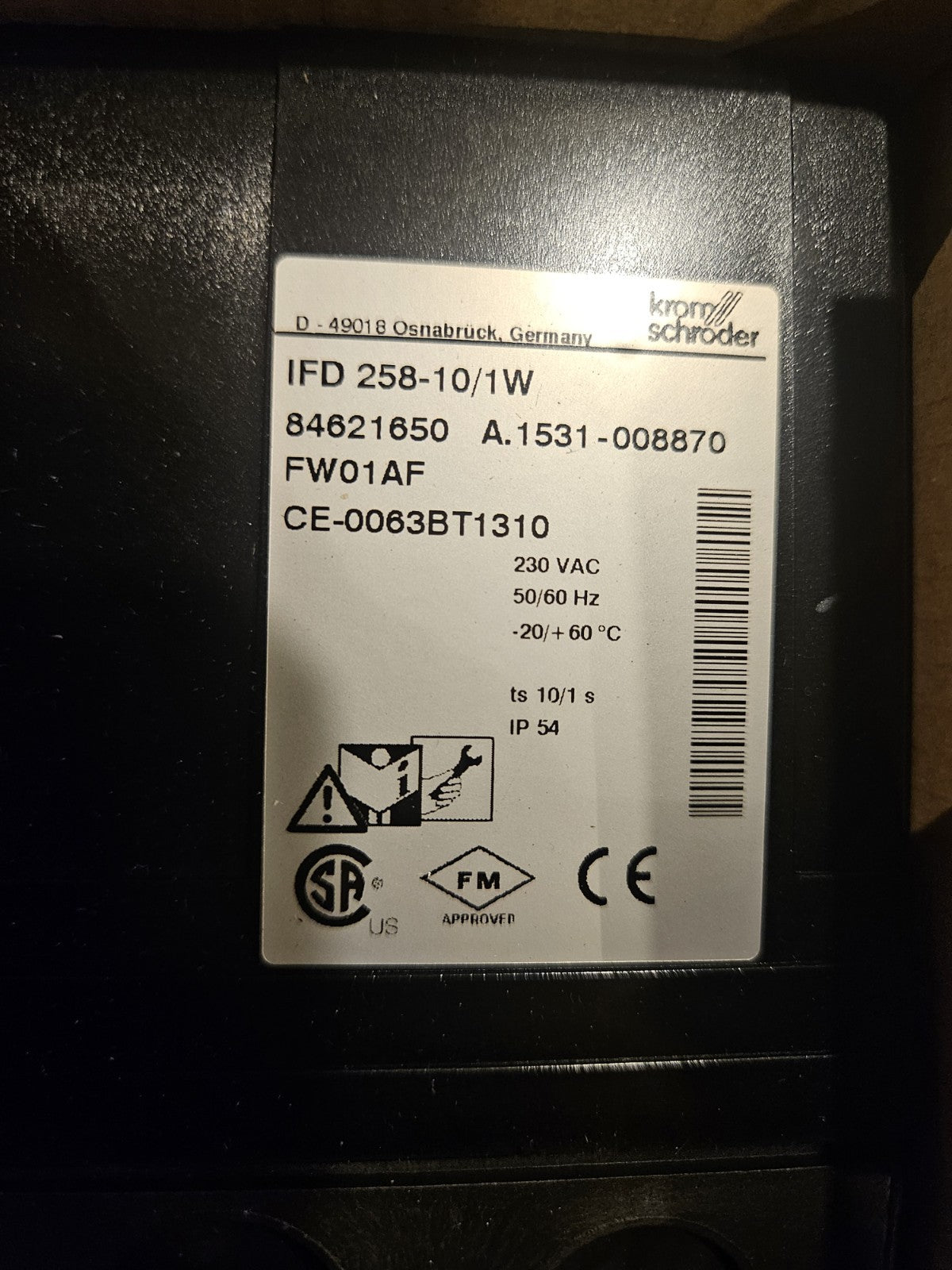 Kromschröder IFD 258-10/1W Automatic Burner Control 230VAC 50/60Hz NEU/OVP new