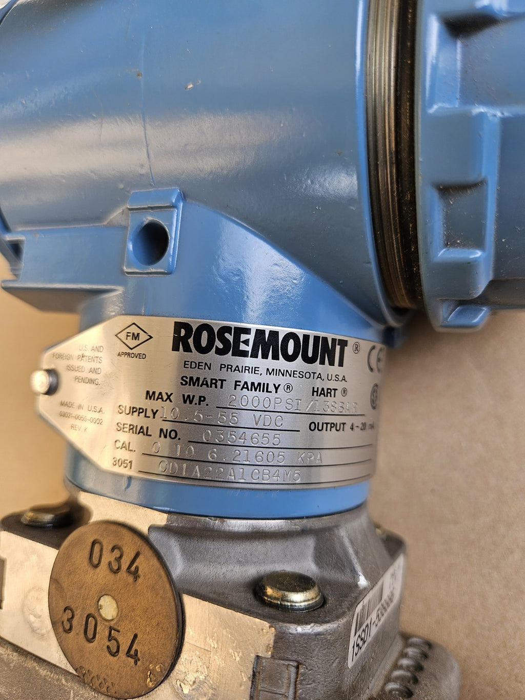 Rosemount 3051-CD1A22A1CB4M5 Drucktransmitter 2000PSI/138 bar,10,5-55VDC New Neu