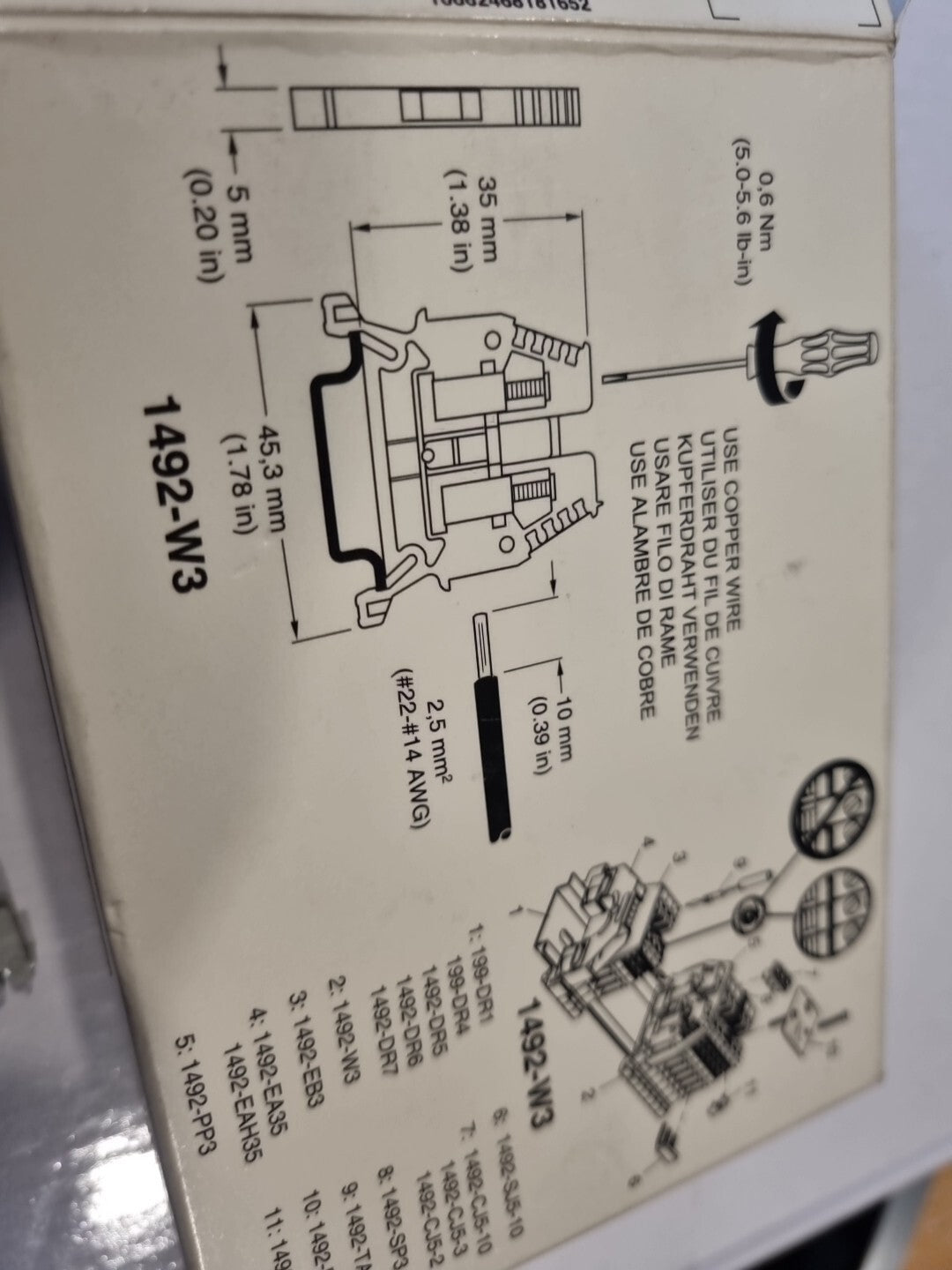 Box with 18 x ALLEN BRADLEY 1492-W3TW-BL / 1492W3TWBL , new old stock, unused