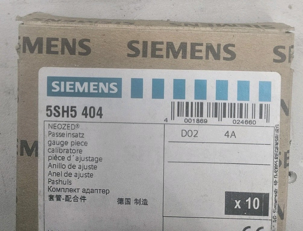 NEU 10 x Siemens 5SH5404 Neozed SPEZIAL Paßeinsatz 5SH5 404, 4001869024660 NEW