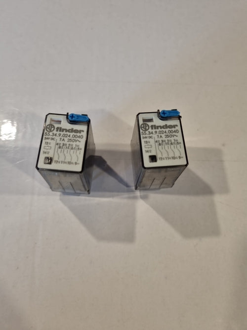 2x Steckrelais FINDER Industrierelais 55.34.9.024.0040 Relais 24V DC 4W 4PDT 7A