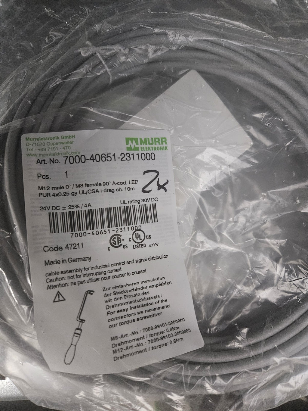 MURR ELEKTRONIK 7000-40651-2311000 / 7000406512311000 New/sealed, Neu/ovp Unused