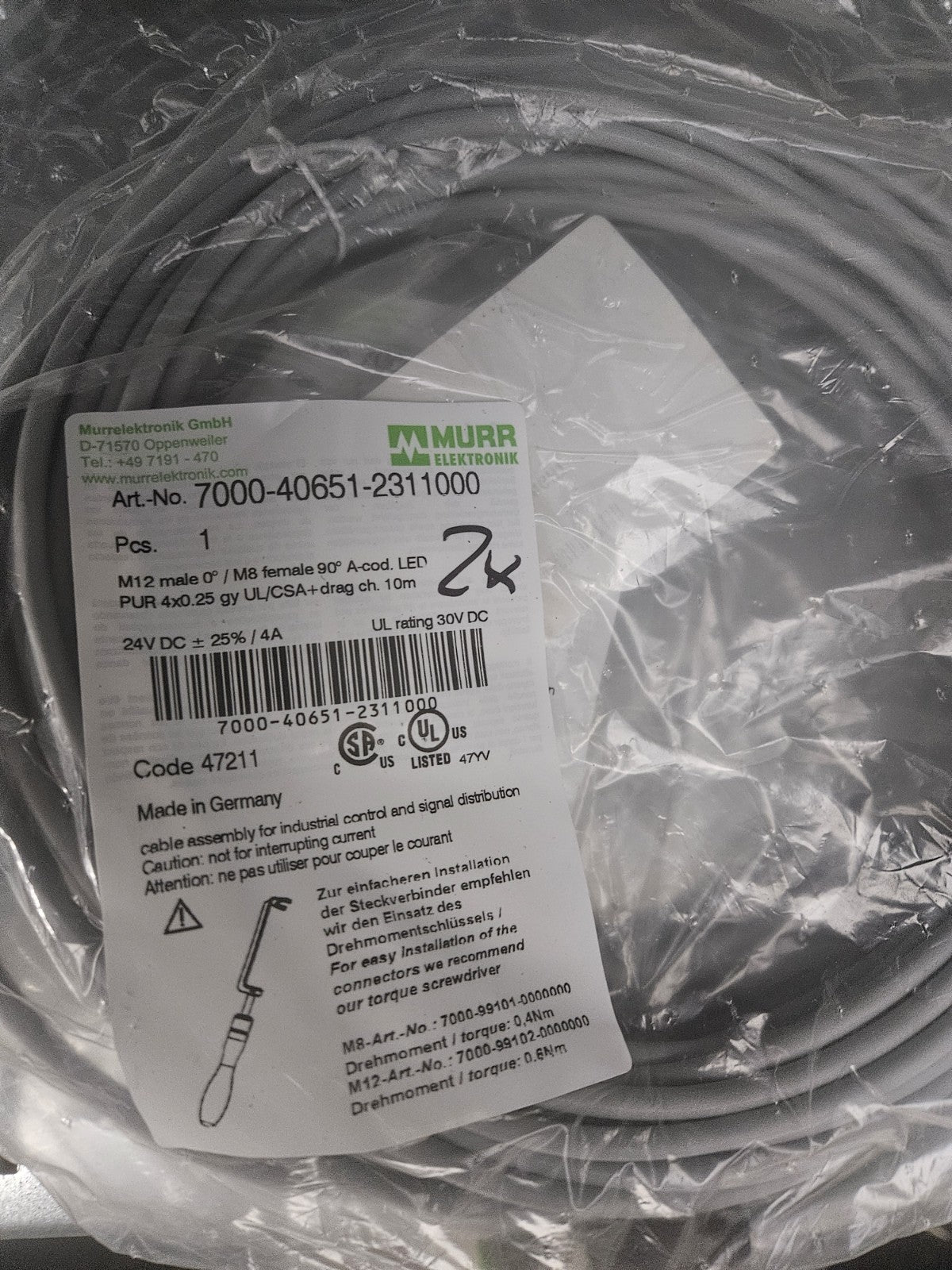 MURR ELEKTRONIK 7000-40651-2311000 / 7000406512311000 New/sealed, Neu/ovp Unused