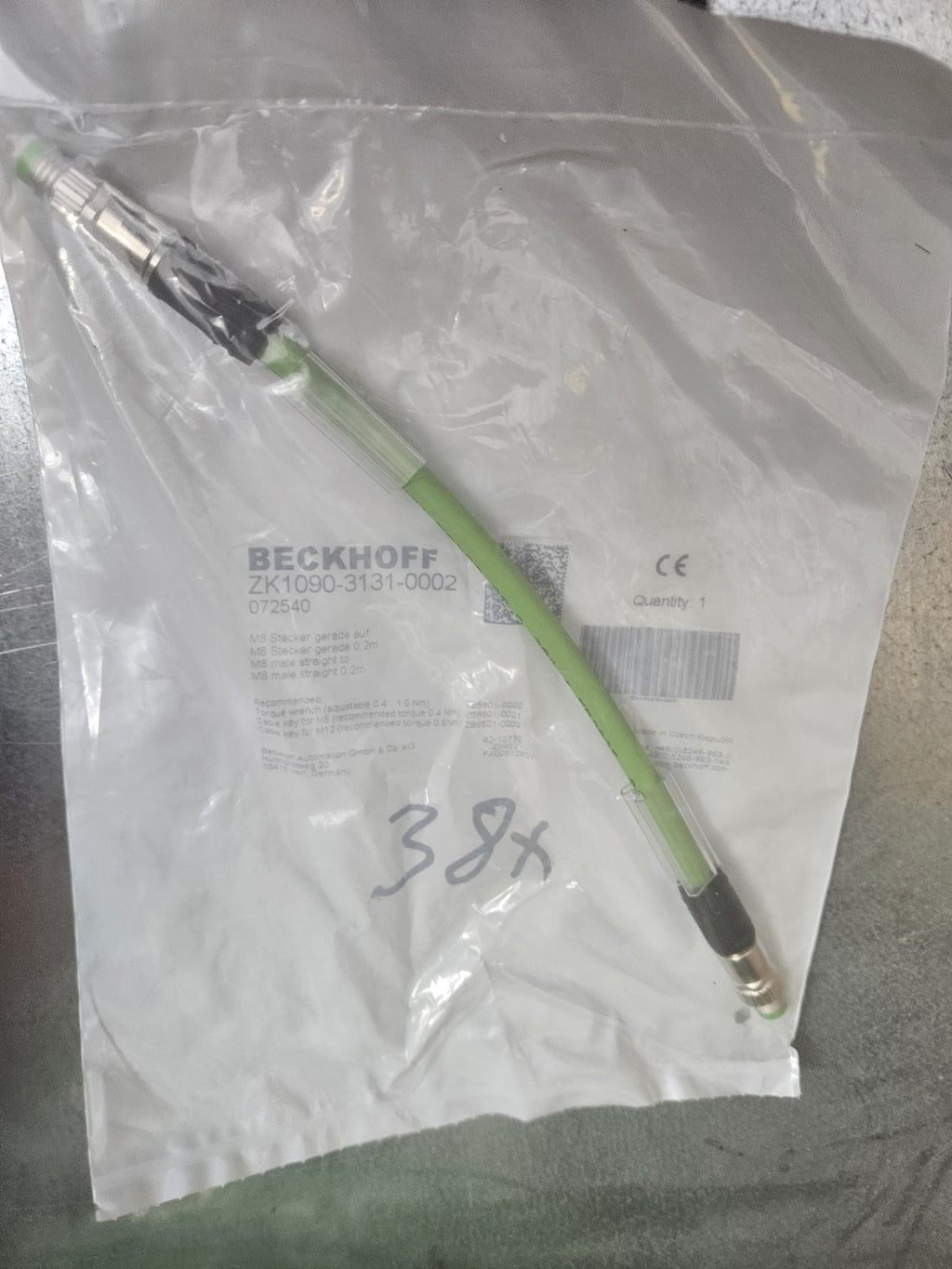 Beckhoff ZK1090-3131-0002, 072540, M8 EtherCAT-Leitung, 0,2m -unused/OVP-NEW-NEU