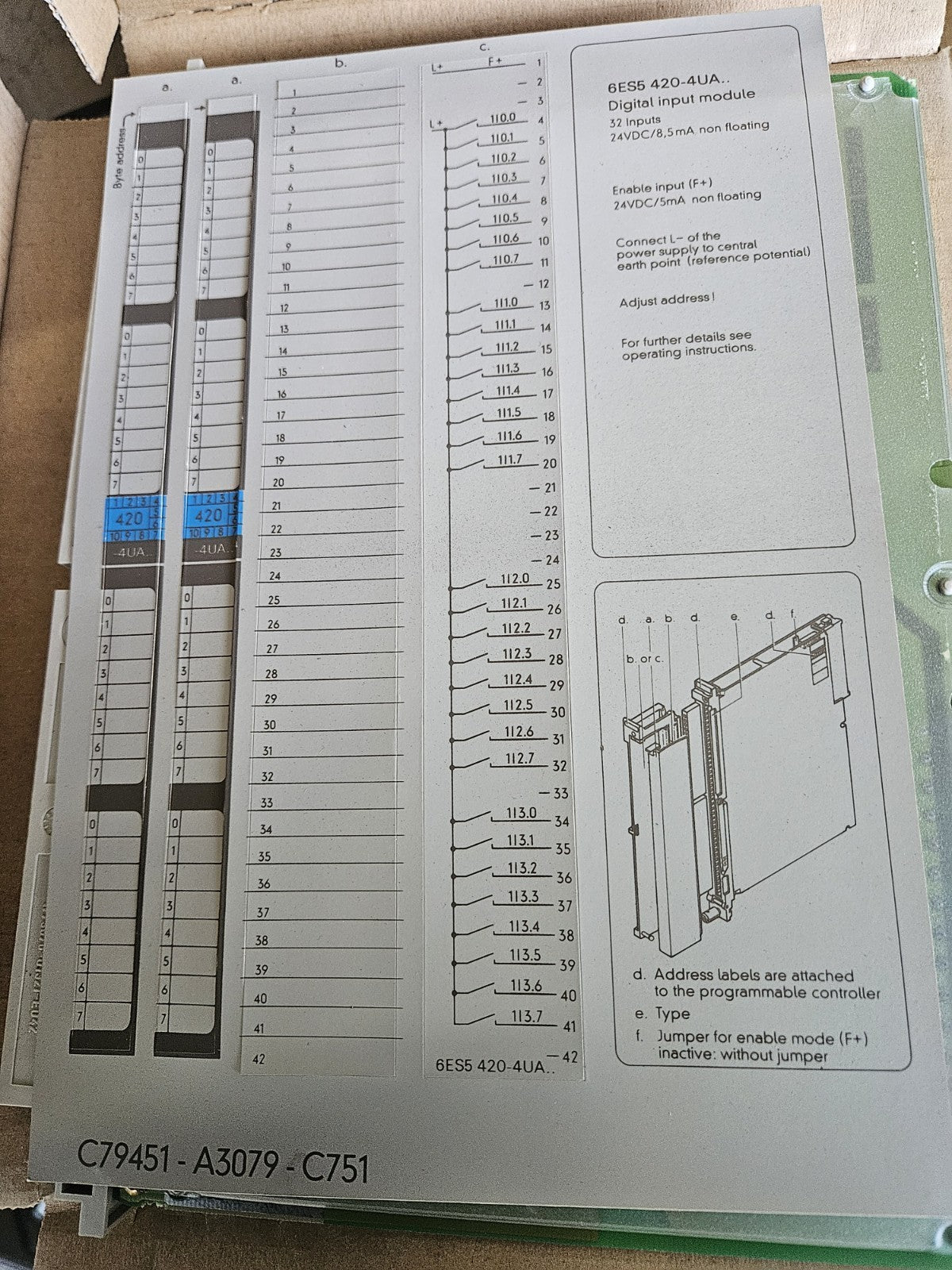 Siemens 6ES5 420-4UA1, (6ES54204UA14) digital Input Module, New In Box, Neu/ovp