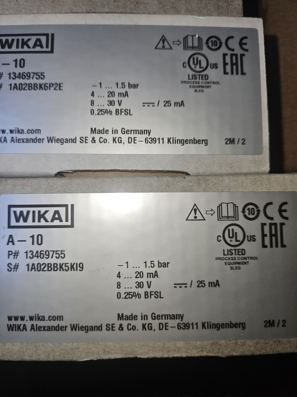 1 x WIKA A-10 Drucktransmitter, 13469755 Neu/ovp, New In Box Unused