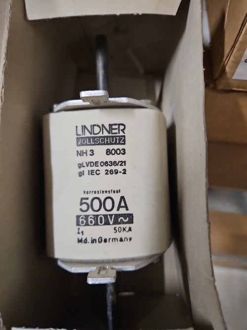 2 Stück LINDNER Vollschutz NH3 8003| 500A | 660V~ | 8003.50076 Neu/ovp, New Box