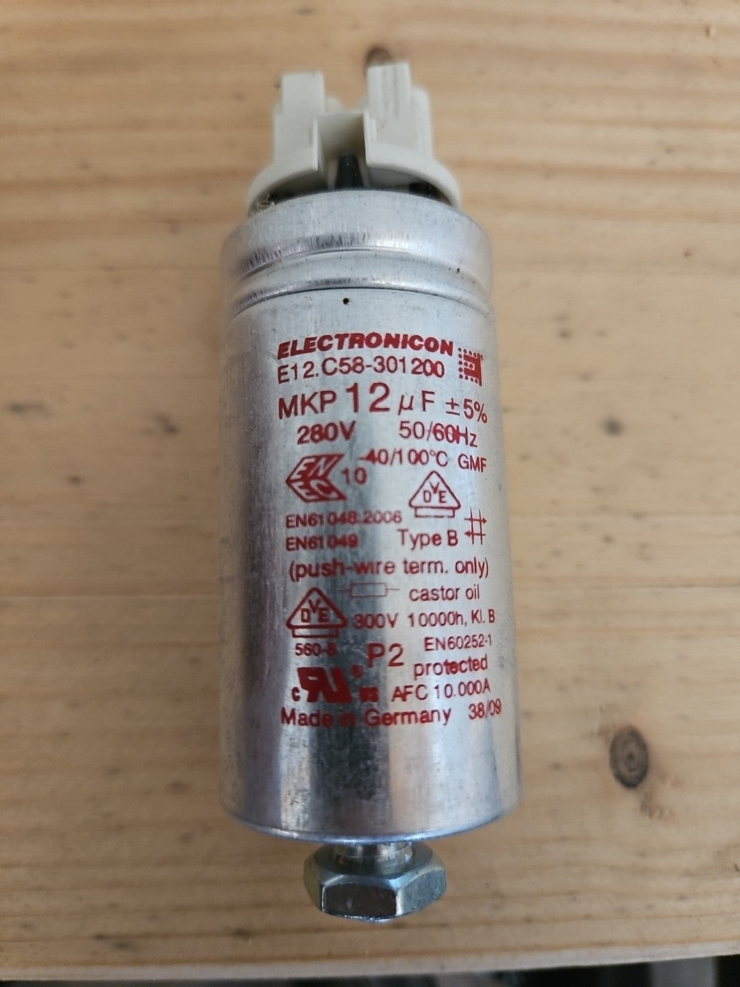 1 x Electronicon E62.C58-301 200 Kondensator 280V AC -40-100C MKP 12µF neu NOS