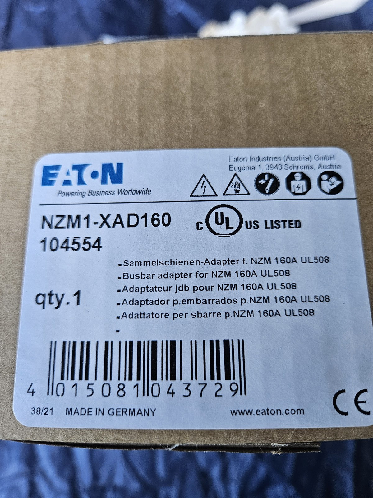 Sammelschienenadapter für Leistungsschalter NZM1-XAD160 104554 Neu/ovp New 