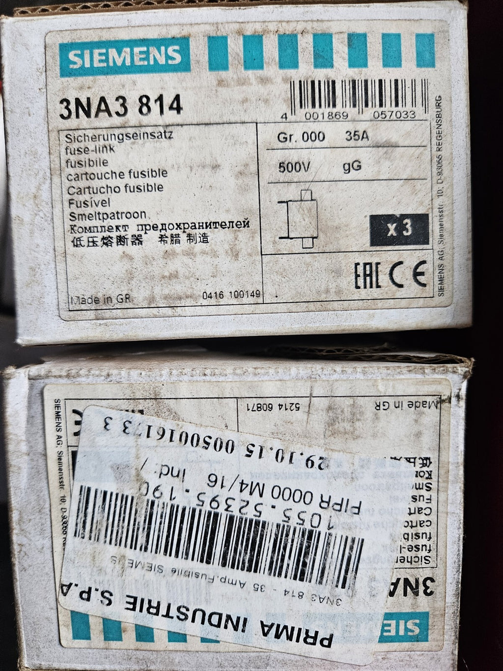 Siemens 3NA3814 Sicherungseinsatz für industriellen Einsatz 500V AC 35A VE: 3stk