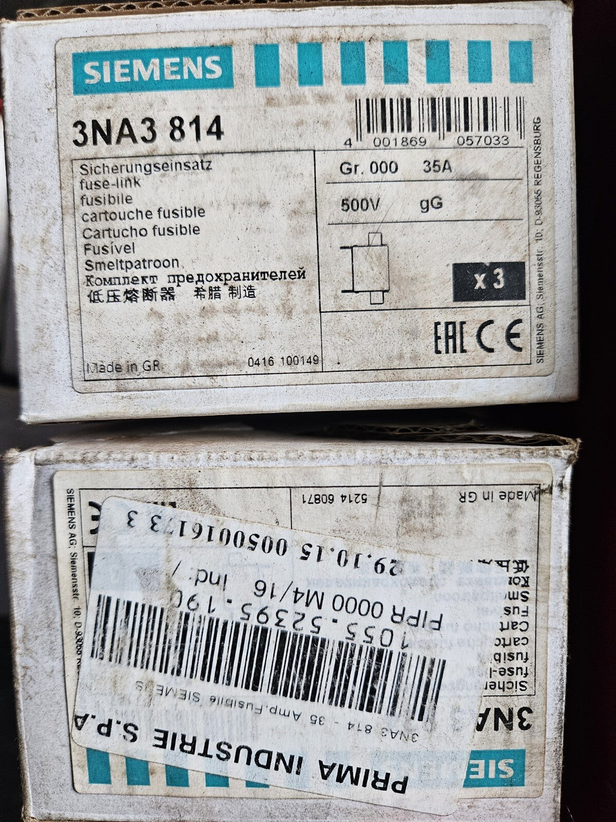 Siemens 3NA3814 Sicherungseinsatz für industriellen Einsatz 500V AC 35A VE: 3stk