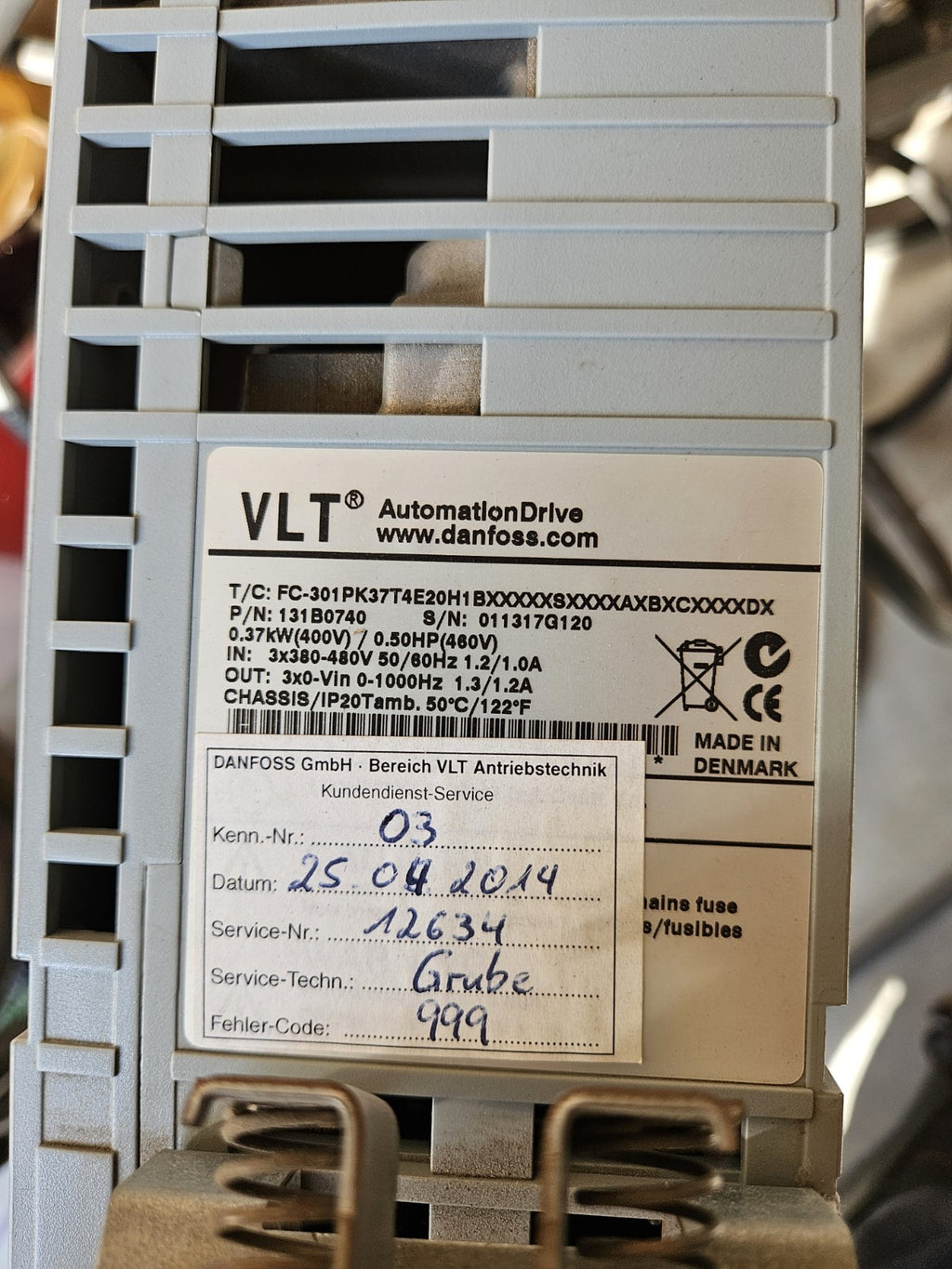 DANFOSS FREQUENZUMRICHTER, 131B0740, FC-301PK37T4E20H1 Aus Versuchsaufbau, w.neu