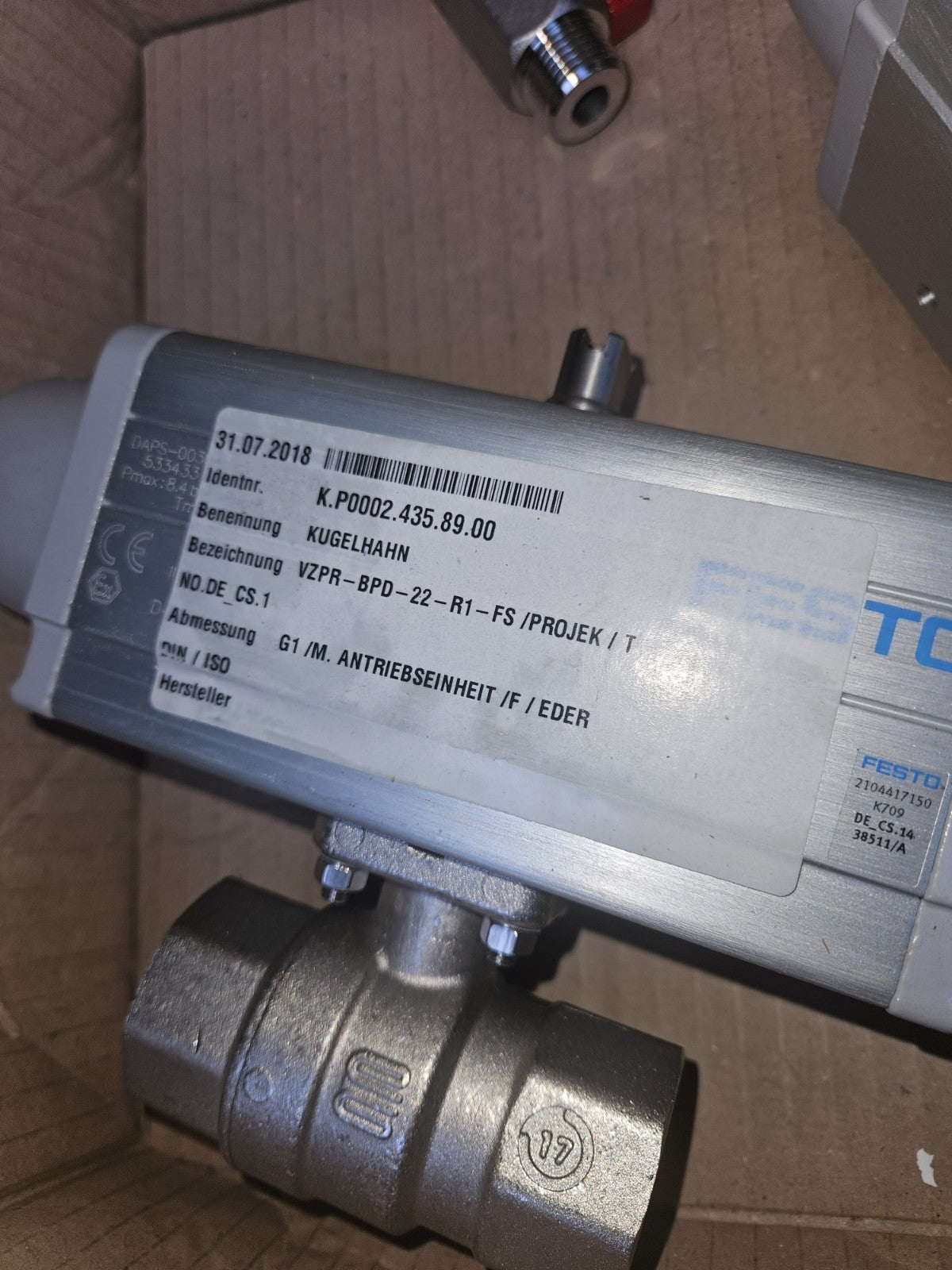 FESTO  KUGELHAHN-ANTRIEBSEINHEIT  VZPR-BPD-22-R1-FS, 540514  NEU/OVP New unused
