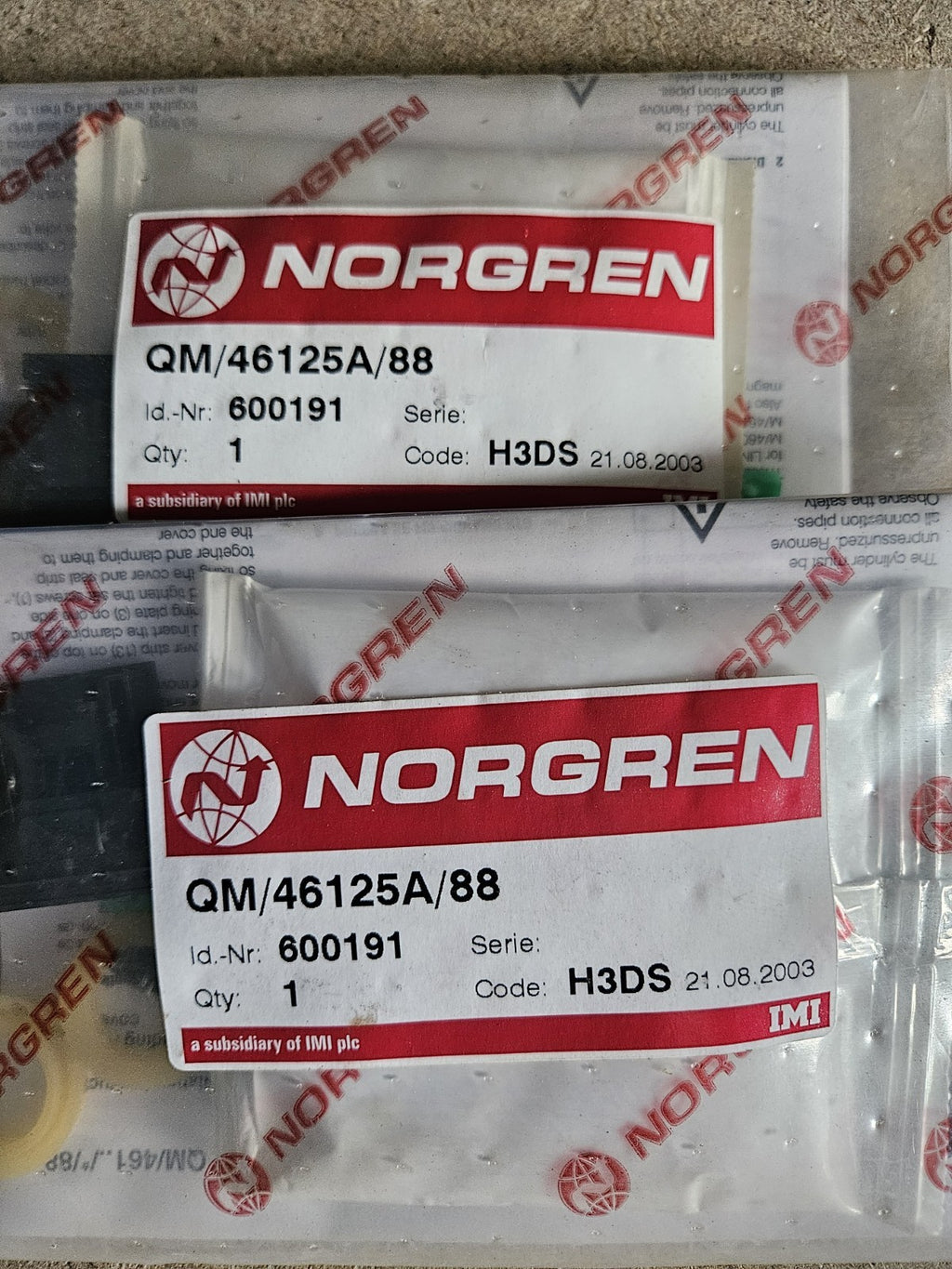 Norgren QM/46125A/88 | 600191 Cylinder Service Kit-New/sealed Unused Rare NOS