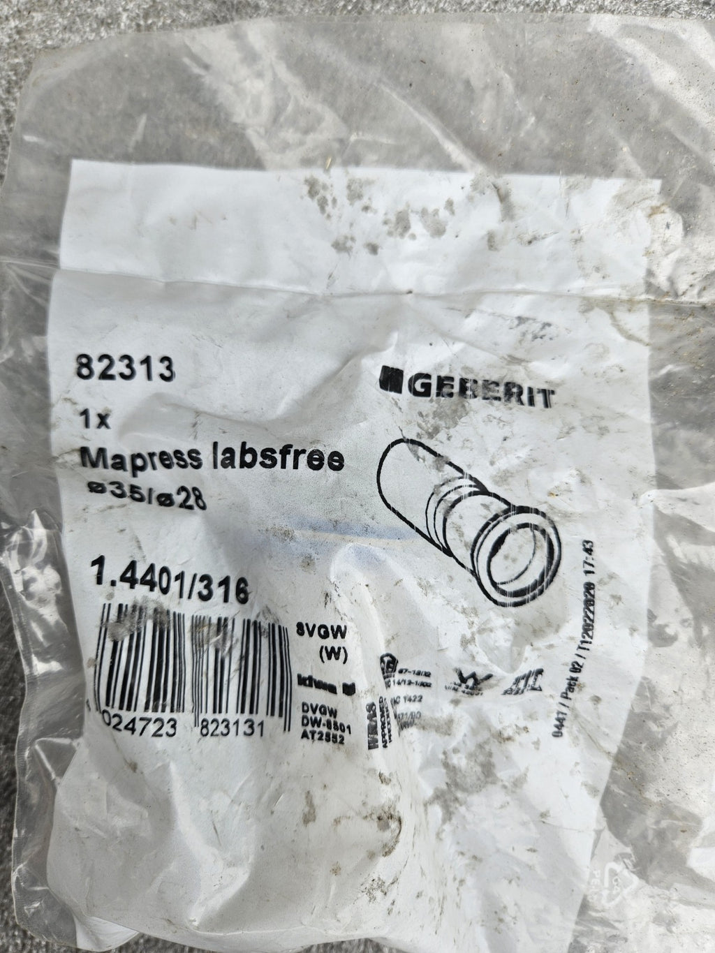 1 x Mapress Edelstahl Reduktion mit Einschubende d35-28 LABS-Free Inox Neu New