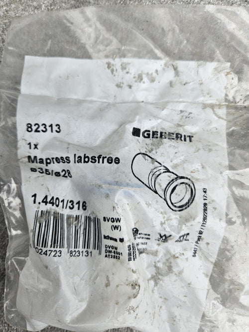 1 x Mapress Edelstahl Reduktion mit Einschubende d35-28 LABS-Free Inox Neu New