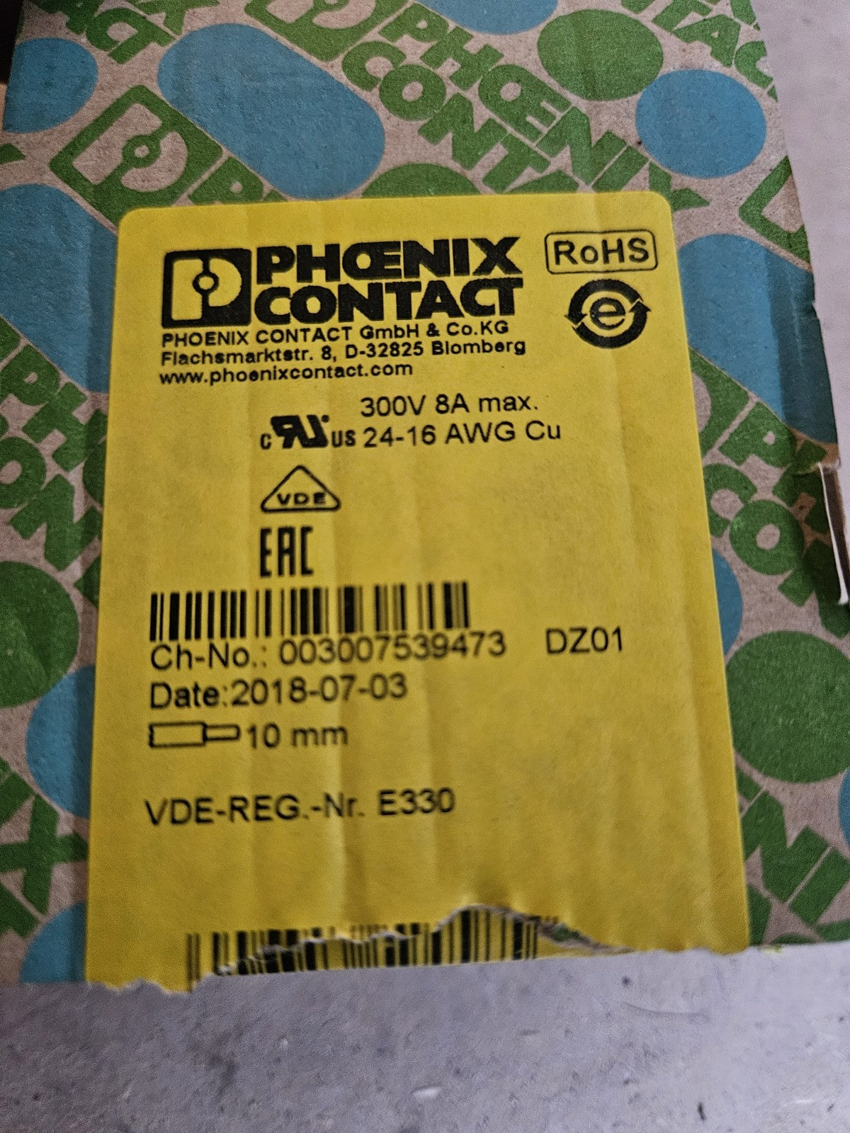 10 x Phoenix Contact 1790522, DFMC 1,5/ 6-ST-3,5-LR PCB connector New Neu Unused