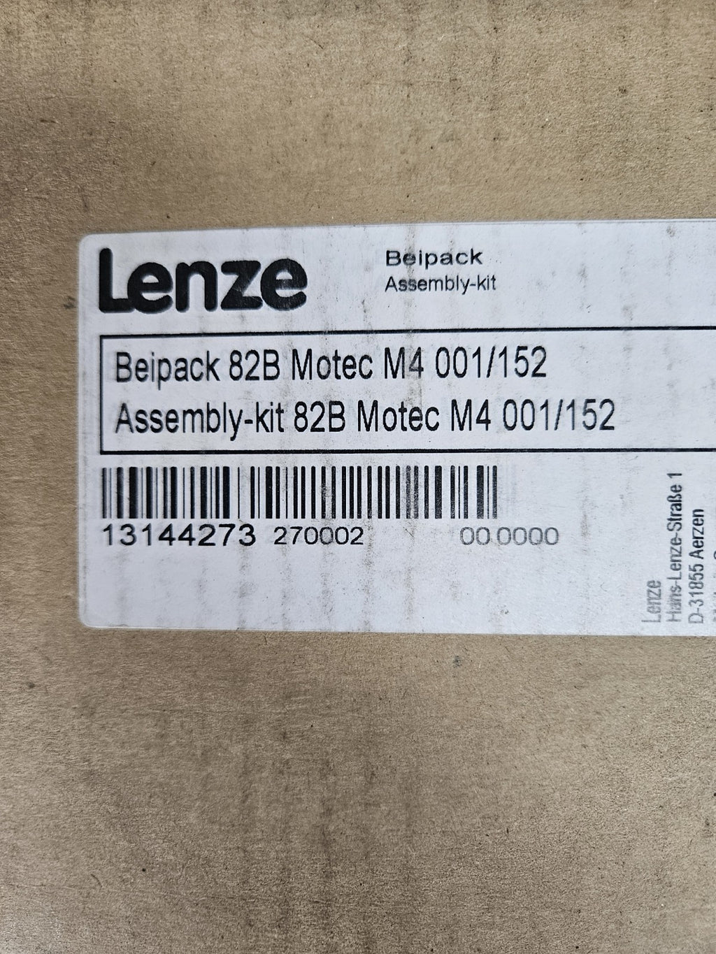 Lenze Beipack 82B Motec M4 001/152 Assembly - Kit 82B Motec M4 001/152 New Neu