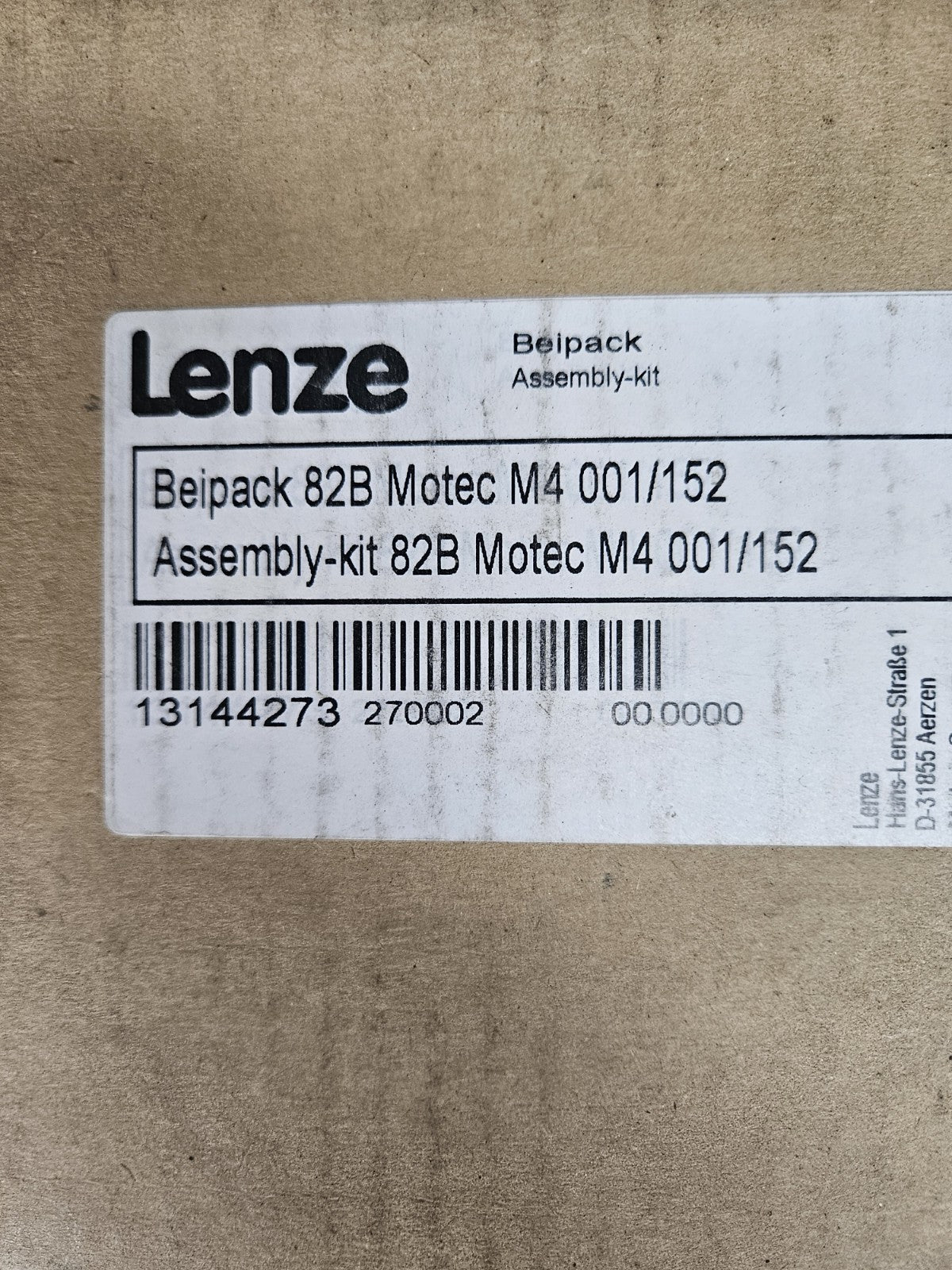 Lenze Beipack 82B Motec M4 001/152 Assembly - Kit 82B Motec M4 001/152 New Neu