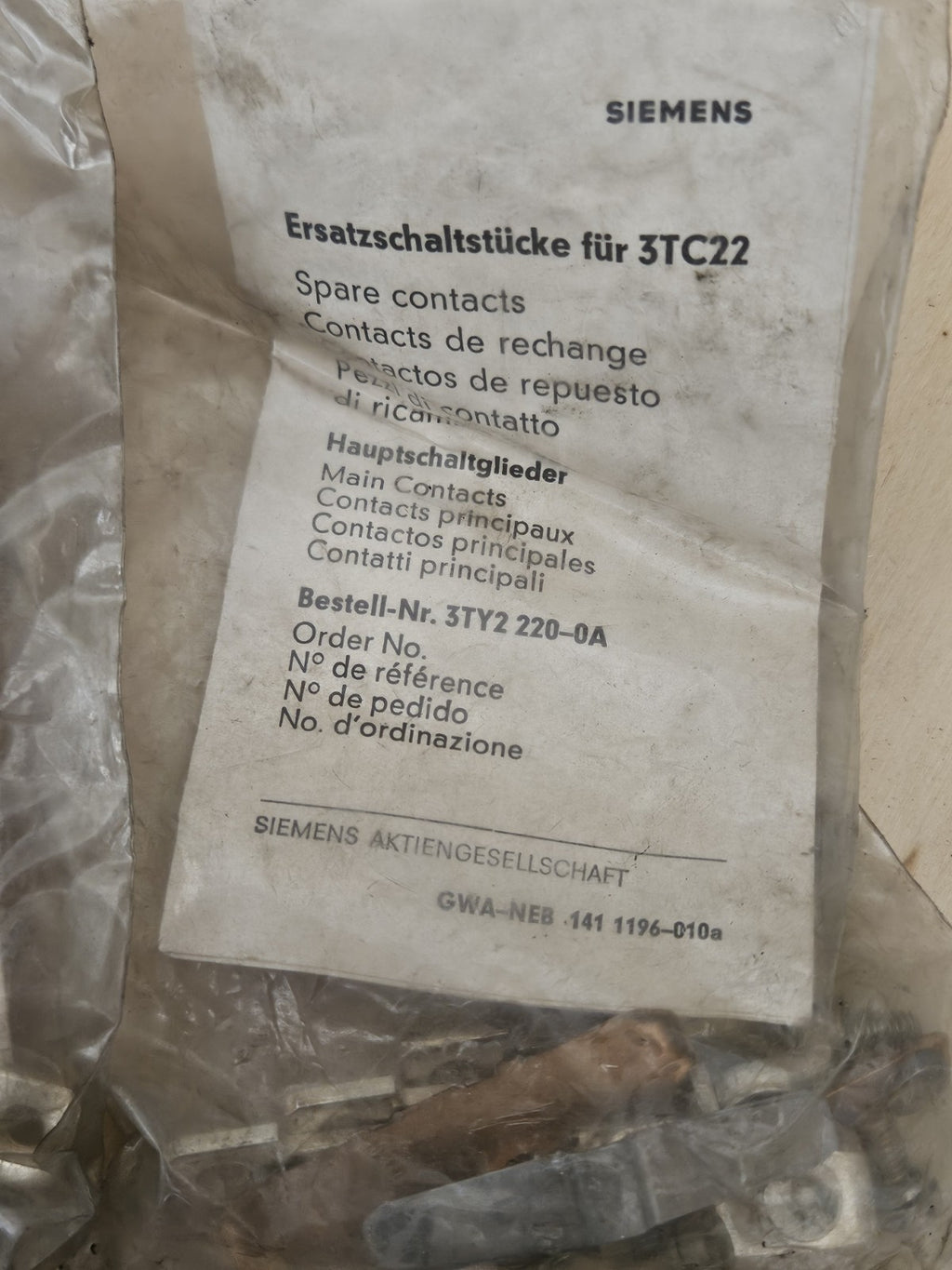 Siemens Ersatzschaltstücke spare contacts für 3TA22  3TY1 220-0A, Neu/ovp New