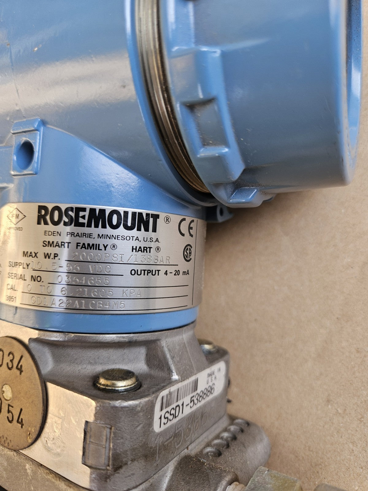 Rosemount 3051-CD1A22A1CB4M5 Drucktransmitter 2000PSI/138 bar,10,5-55VDC New Neu