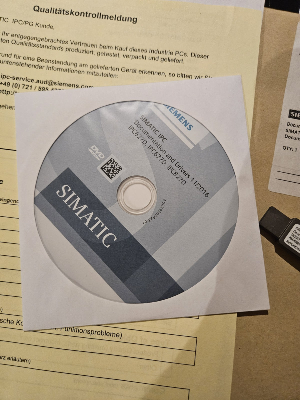 Siemens Simatic IPC627D, A5E31856101, A5E43801030A, driver & USB Stick, Software