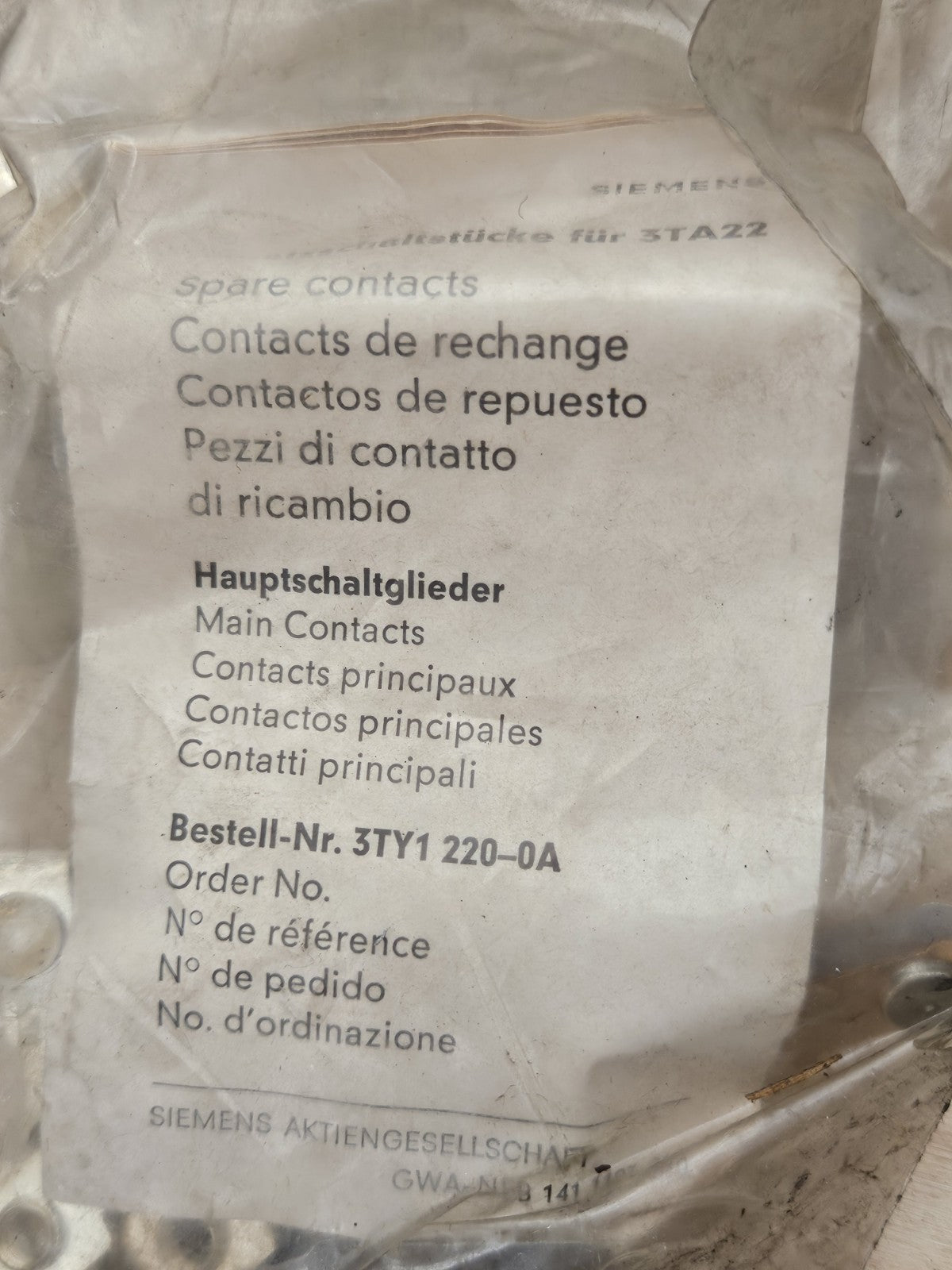 Siemens Ersatzschaltstücke spare contacts für 3TA22  3TY1 220-0A, Neu/ovp New
