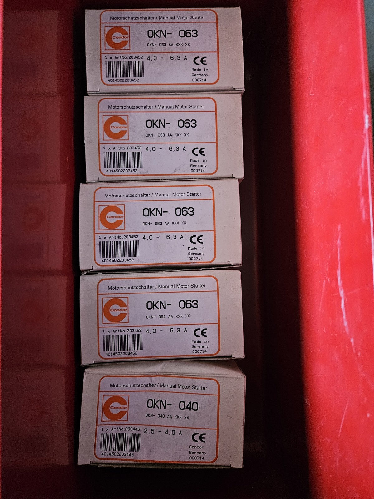 1 x Condor Motorschutzschalter OKN 6,3 | 203452 OKN-063 AA | 4,0-6,3A Neu/Ovp