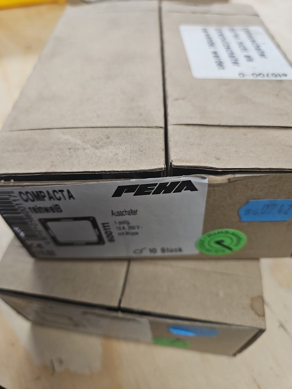 10 x Peha D 711.02 Ausschalter 10A 250V 1-polig COMPACTA reinweiß Neu/ovp