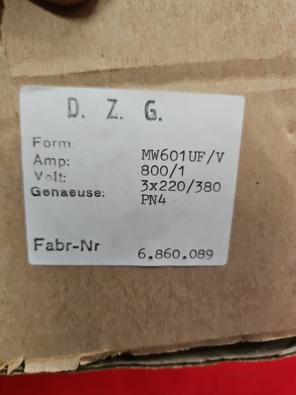D.Z.G. D10617, Meßwandlerzähler MW601UF/V 1,2 U/KWH, 3x220/380V Neu/OVP,new