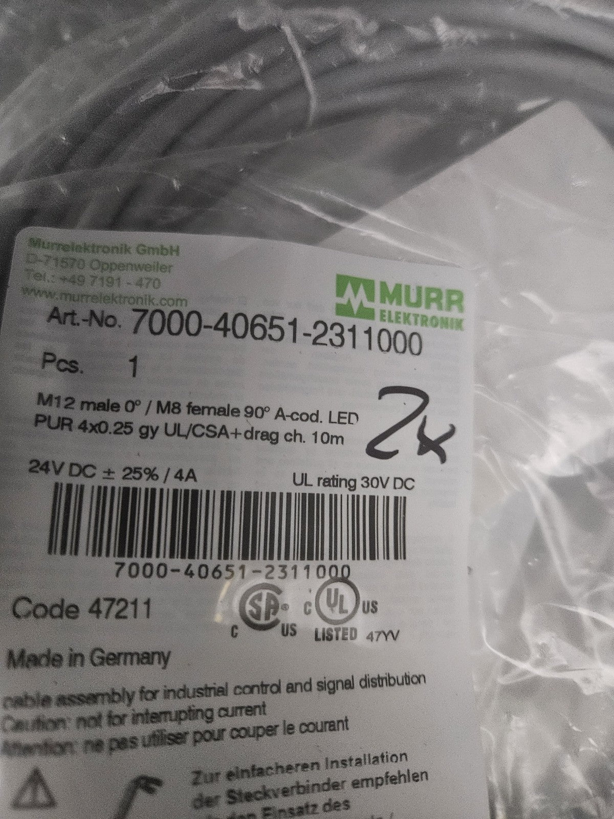 MURR ELEKTRONIK 7000-40651-2311000 / 7000406512311000 New/sealed, Neu/ovp Unused